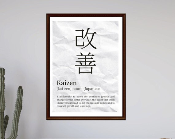 Kaizen Japanese Wallart Kanji Art Motivational Poster Self Improvement Minimalist Art Kaizen Definition Motivation Quotes