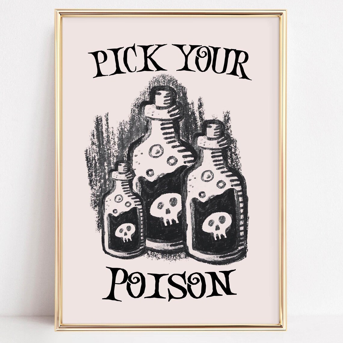 Pick Your Poison Skull Potion Bottles Vintage Halloween Poster