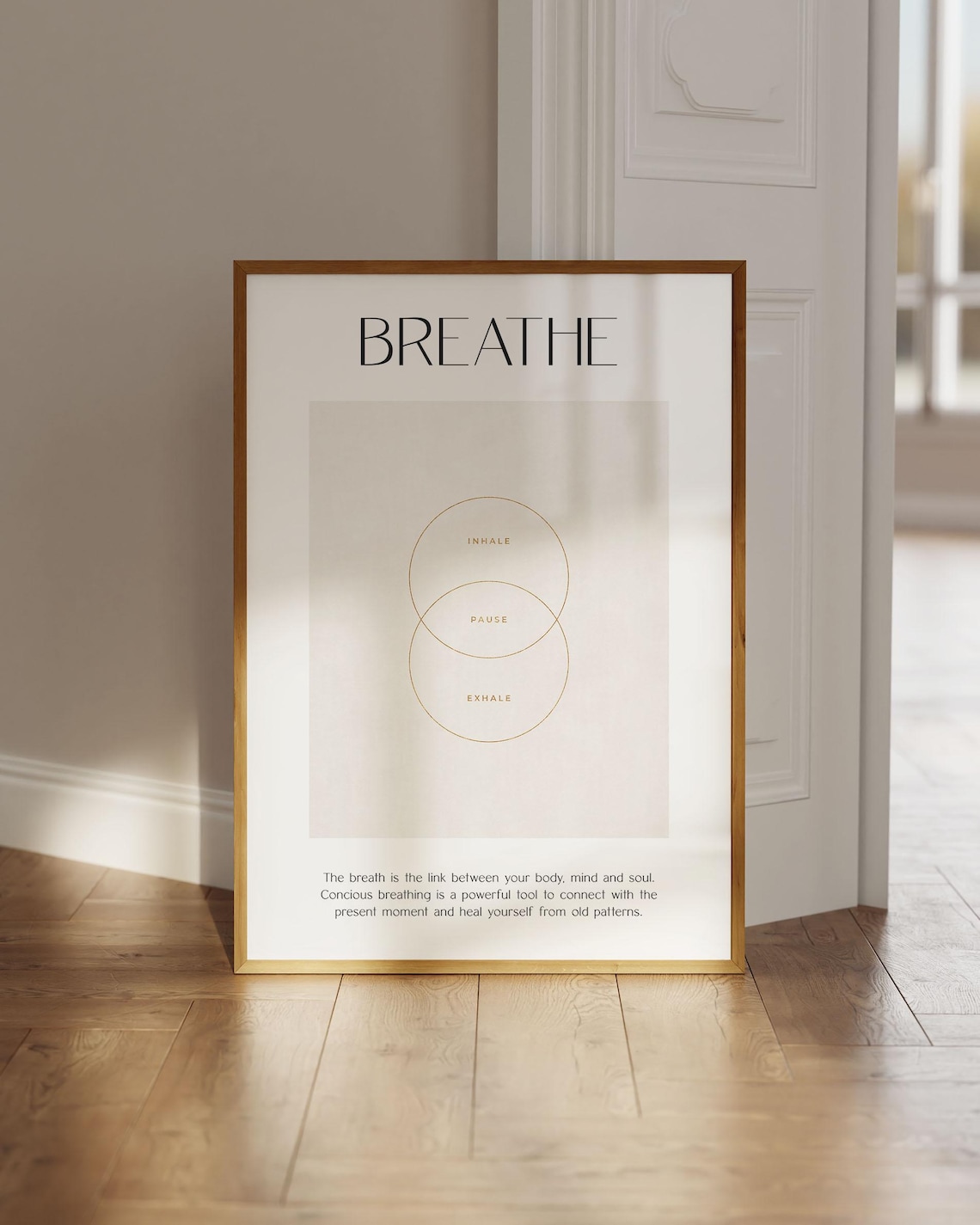 Breathing Poster, Mindful Inhale Exhale Wall Art
