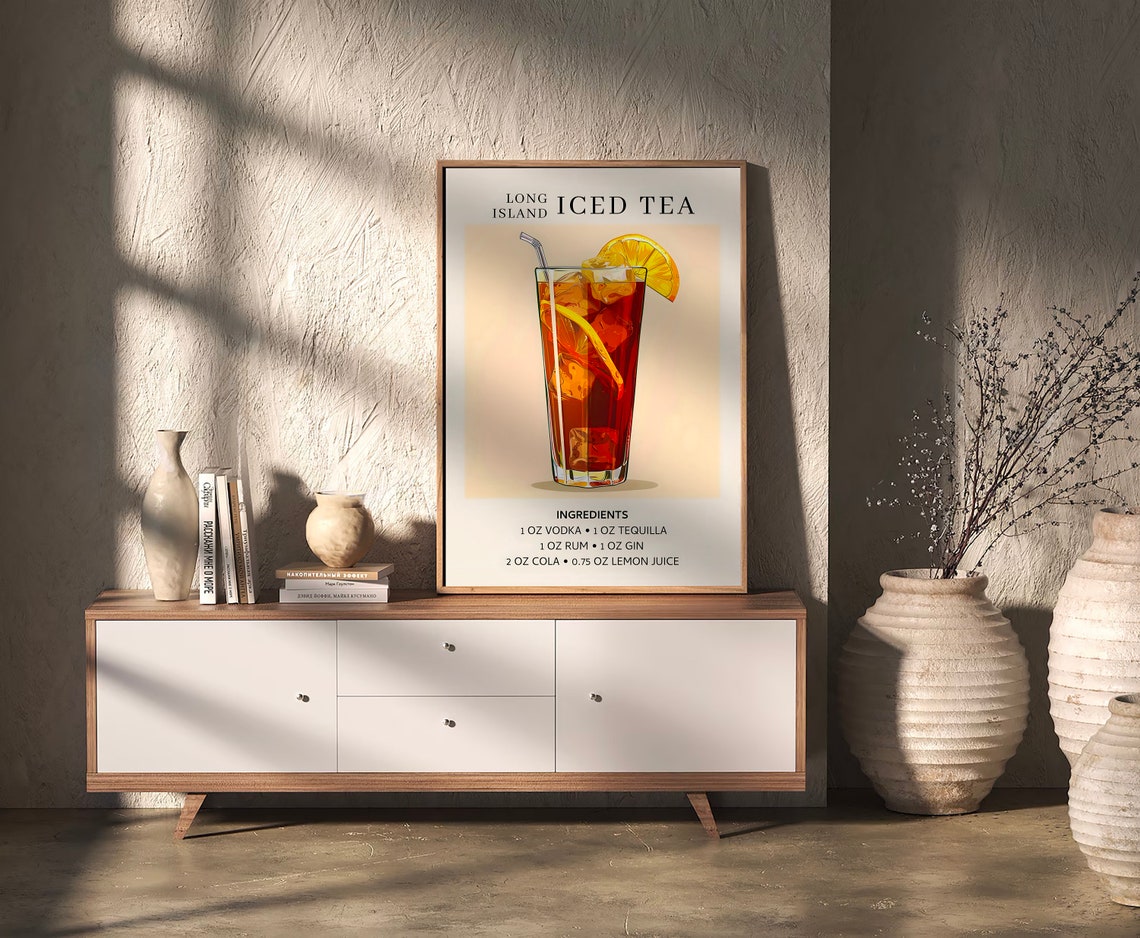 Long Island Iced Tea Cocktail Recipe Art Print Retro Bar Decor - Image 2