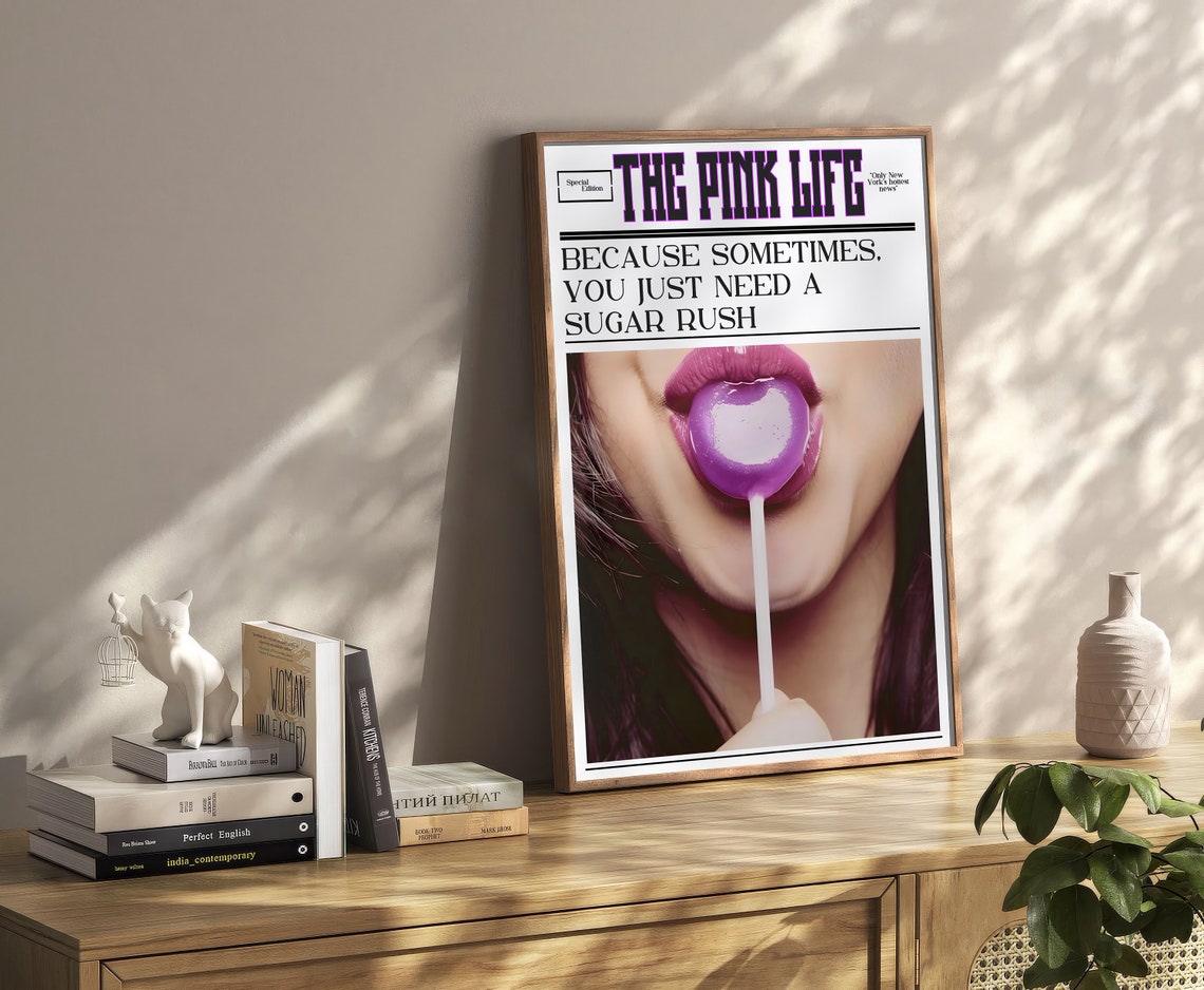 The Pink Life Sugar Rush Lollipop Magazine Style Pop Art Poster - Image 2