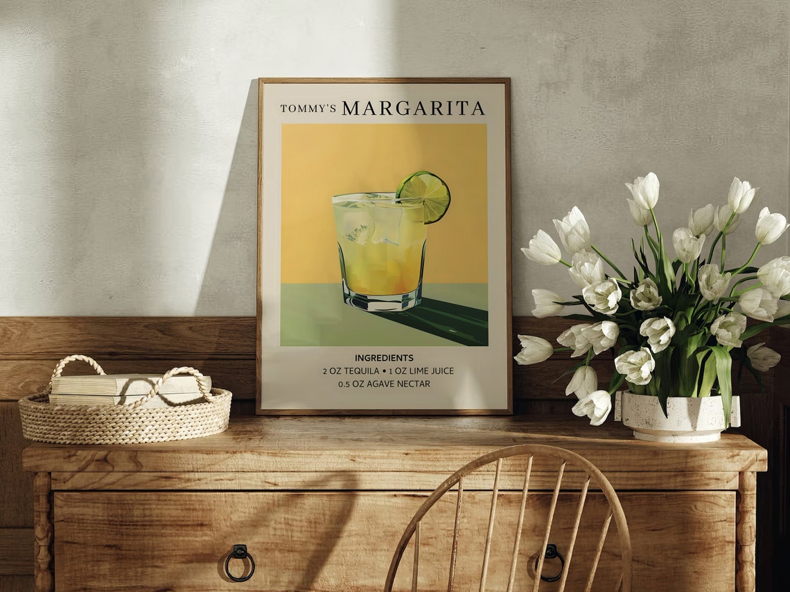 Tommy's Margarita Cocktail Recipe Art Print Sunny Kitchen Decor - Image 3