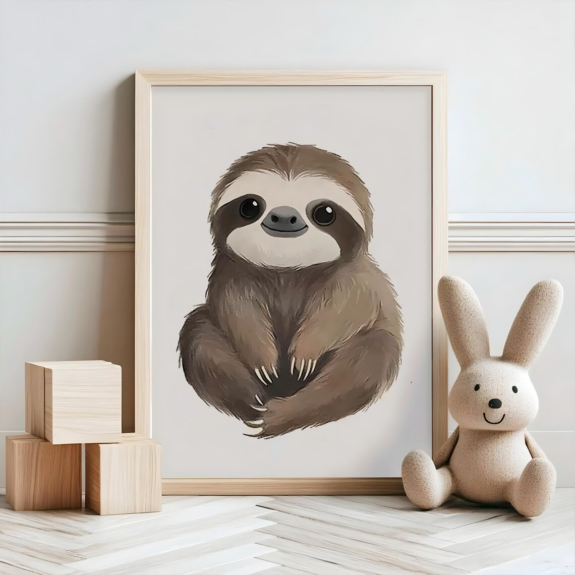Sweet Baby Sloth Cute Woodland Animal Nursery Decor Kids Poster - Image 2