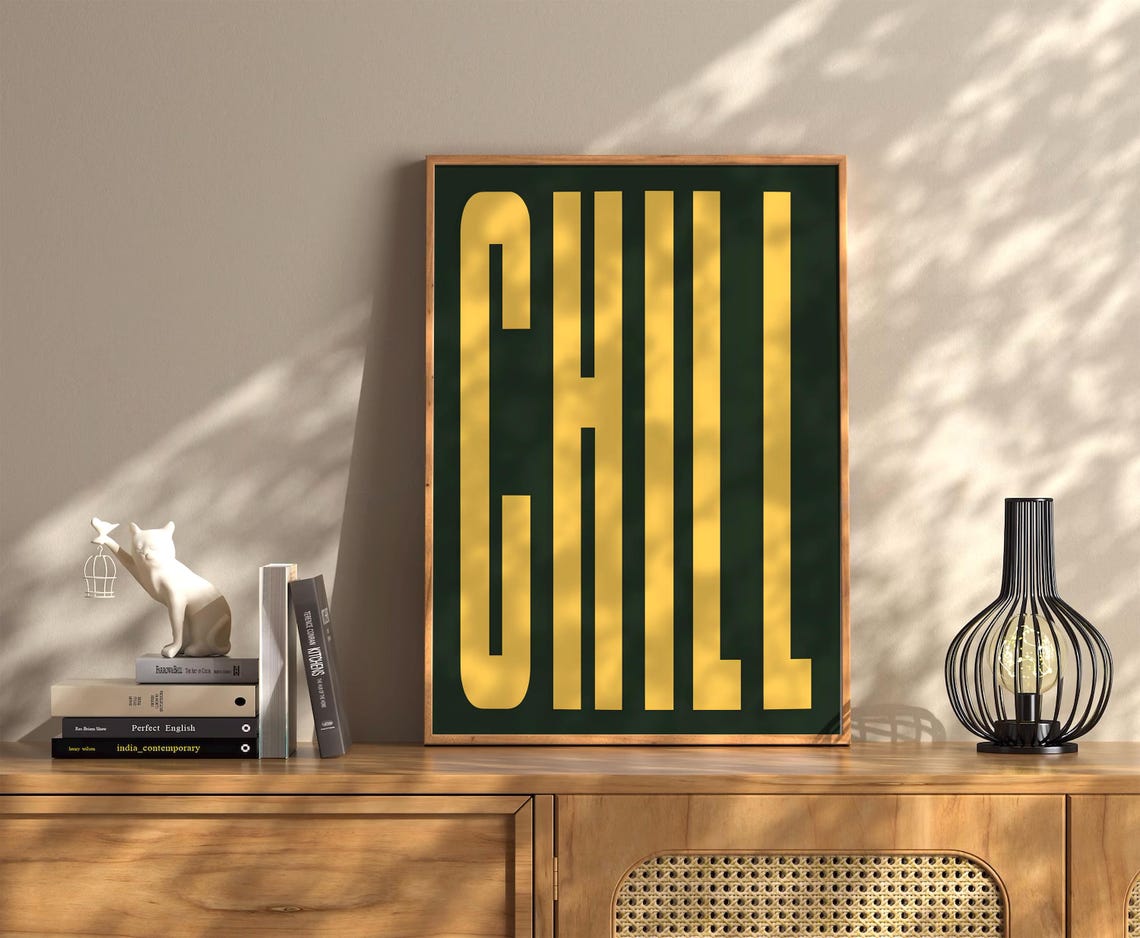 Chill Yellow Bold Lettering Black Minimal Typography Statement Poster - Image 2