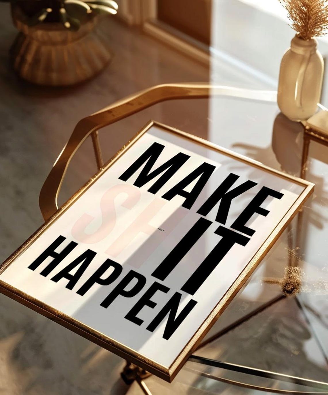 Make Shit Happen Big Bold Black Motivational Typography Poster - Image 2