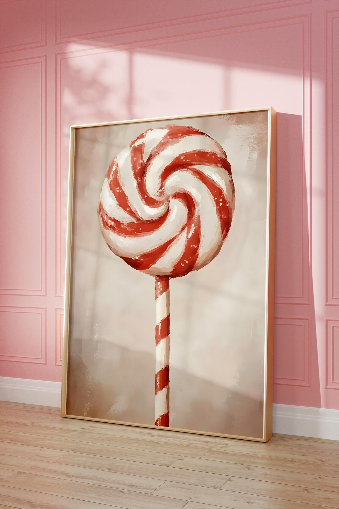 Christmas Peppermint Lollipop Swirl Vintage Candy Holiday Poster - Image 3