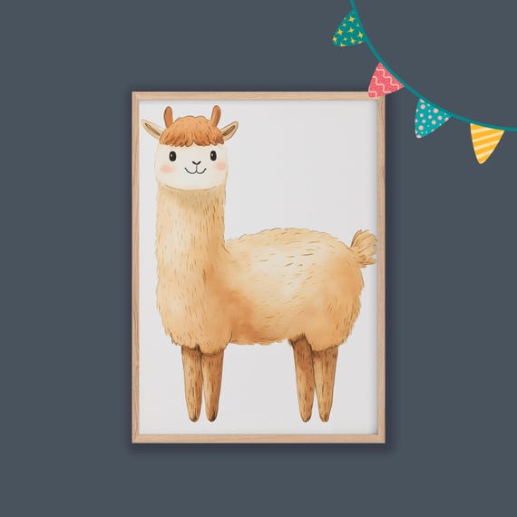 Lama Nursery Decor Baby Room Wall Art Nursery Decor Prints Animal Boho Kids Room Decor Instant Playroom Print