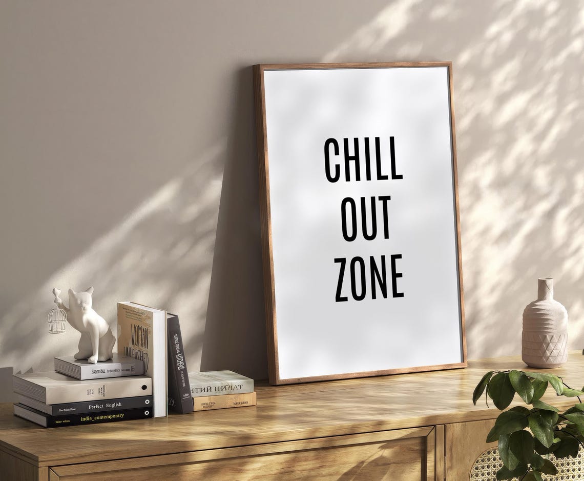 Chill Out Zone Minimalist Typography Modern Relax Room Poster - Image 2