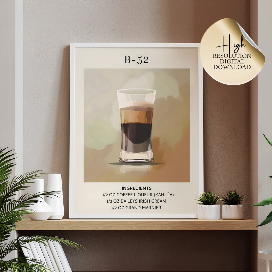 B-52 Cocktail Recipe Art Poster Retro Layered Shot Drink Wall Decor - Image 2