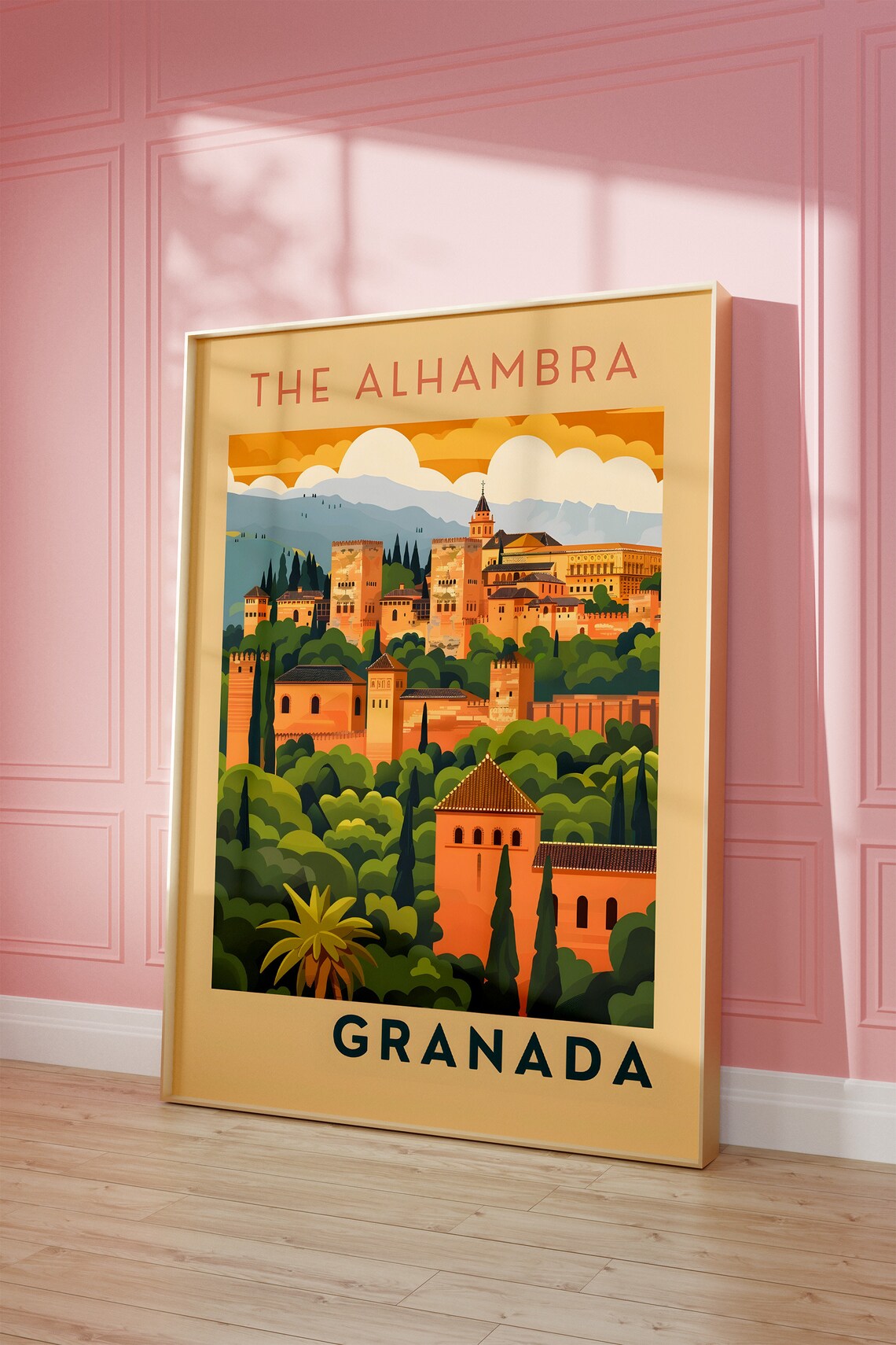 Alhambra Retro Travel Poster, Minimalist Wall Art Print - Image 3