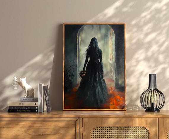 Halloween Vintage Wall Art Dark Academia Decoration Print Retro Decor Trendy Apartment Moody Poster Instant