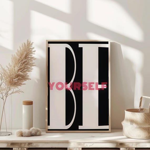 Be Yourself Wall Art Print Vintage Bar Cart Retro Aesthetic Kitchen Decor Poster Apartment Funky Decor Instant