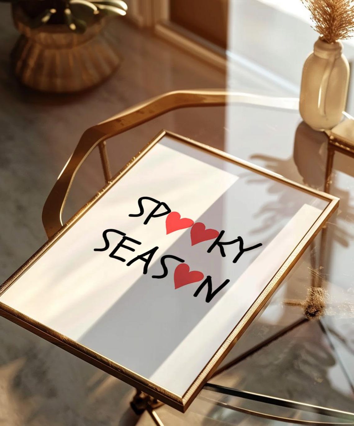 Spooky Season Handwritten Hearts Cute Minimal Halloween Pink Poster - Image 3