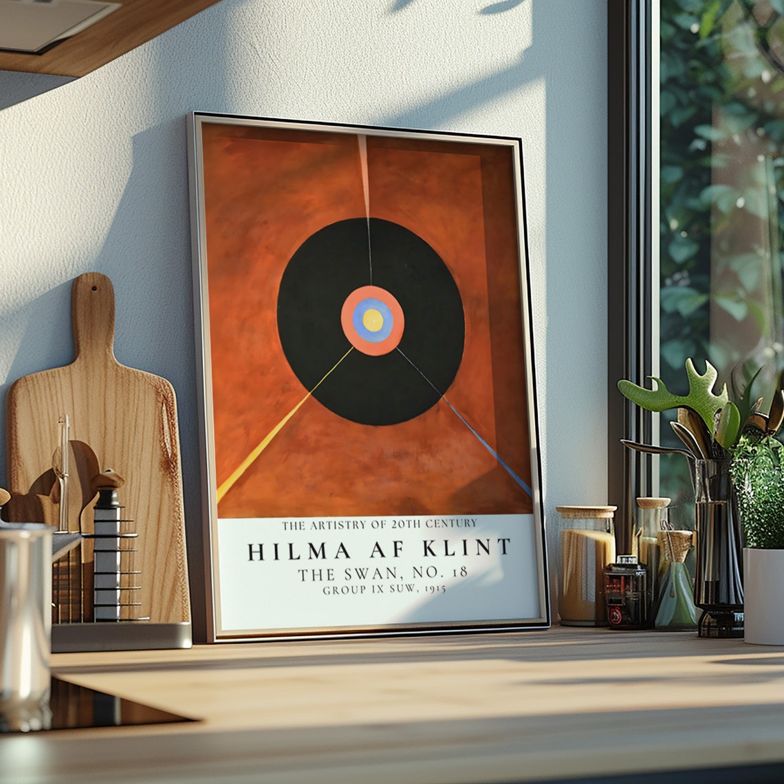 Hilma af Klint Swan No 18 Black Disc Rust Orange Abstract Poster - Image 3