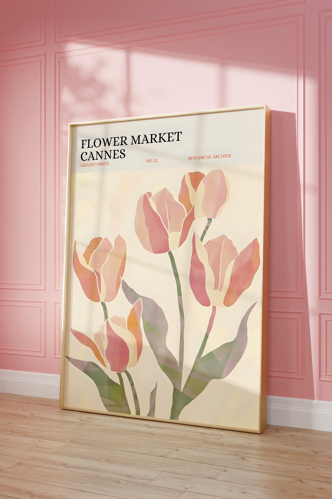 Cannes Flower Market Pastel Tulip Botanical Gallery Wall Art - Image 3