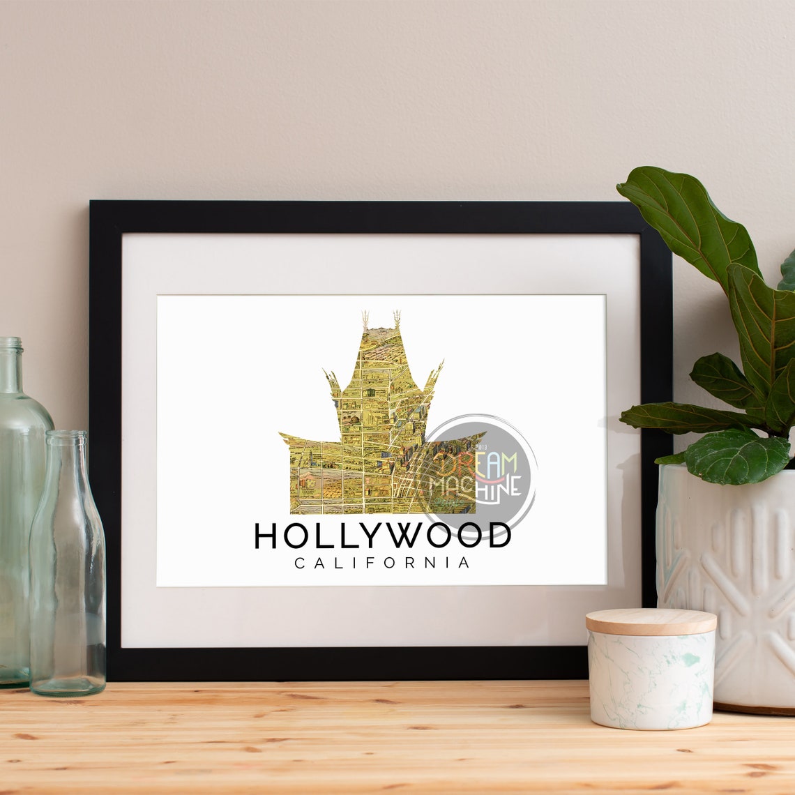 Hollywood Print Hollywood Skyline Hollywood Art Hollywood Poster Hollywood Watercolor Hollywood Art Print Hollywood Map Hollywood