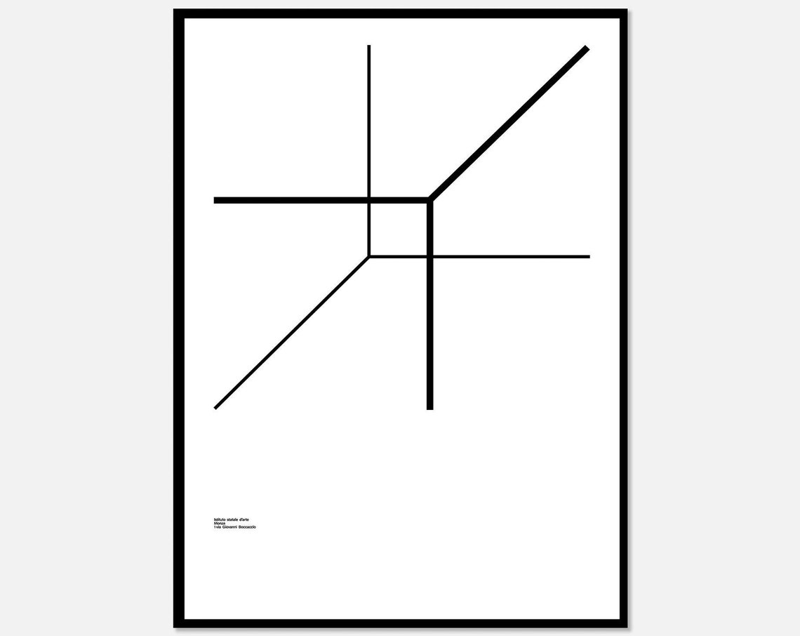 AG Fronzoni Minimalist Black Line Geometric Composition Poster