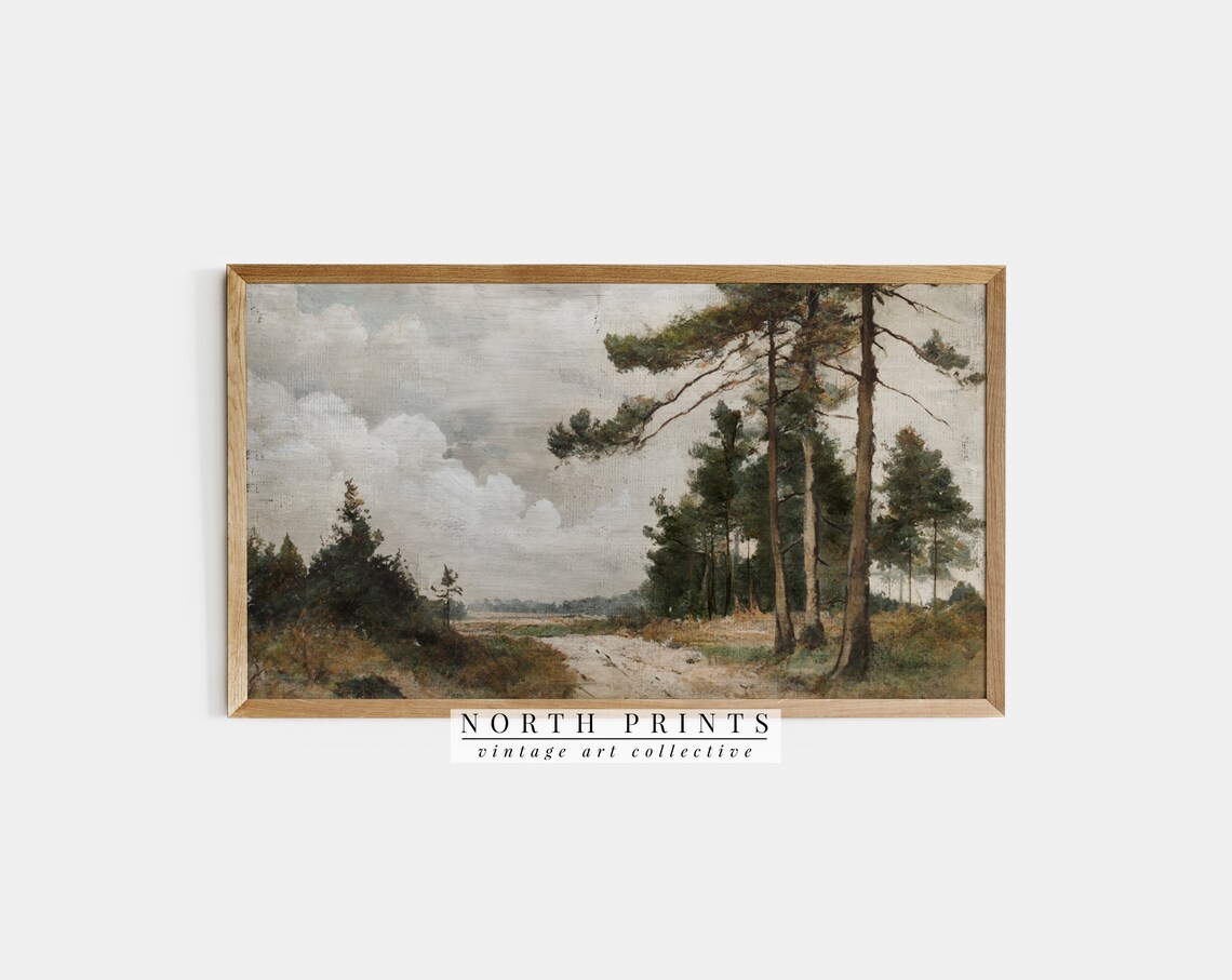 Rustic Country Landscape Painting, Farmhouse Art Print