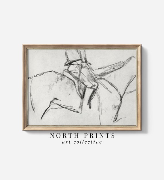Antique Equestrian Sketch, Vintage English Country Horse Art