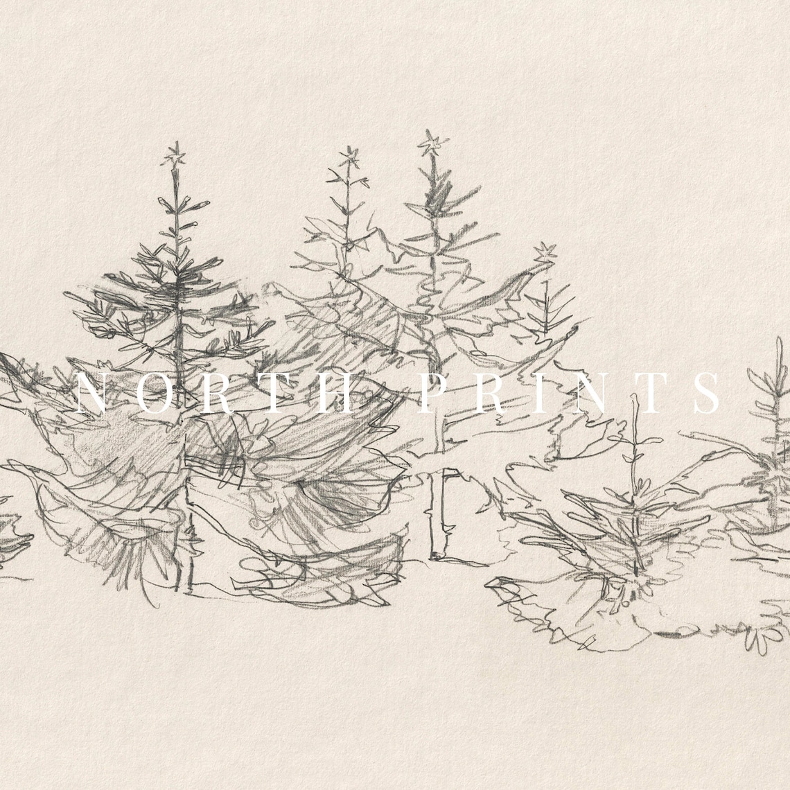 Vintage Neutral Winter Tree Sketch Art Print - Image 2