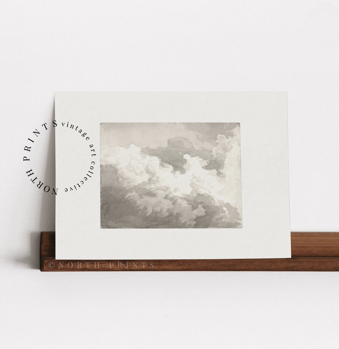 Cloud Study Vintage Painting, Minimalist Sky Art Print - Image 4