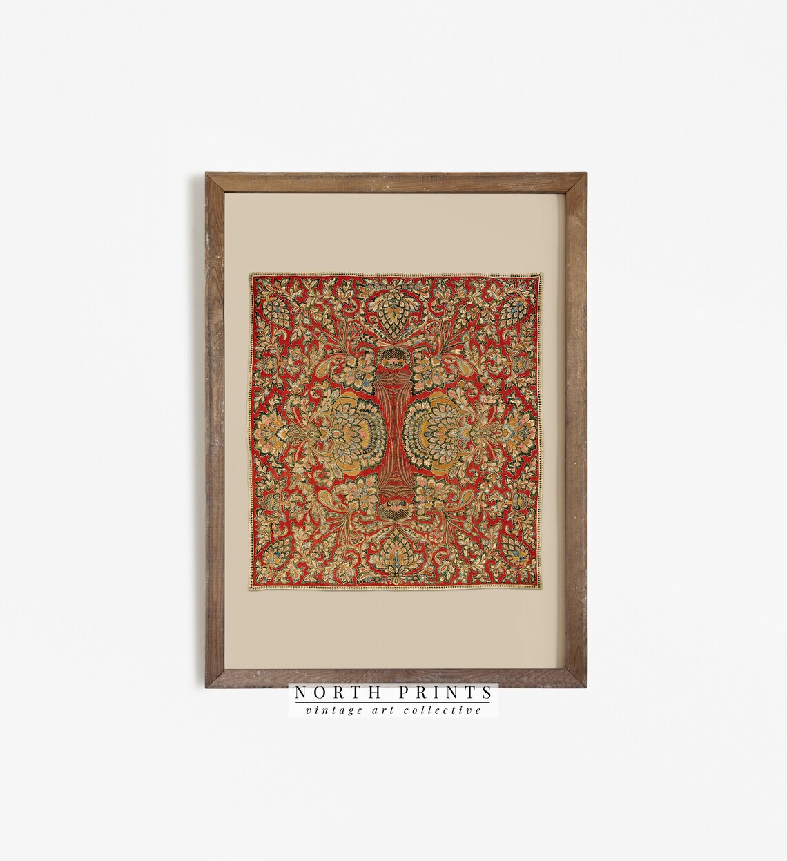 Vintage Quilted Leaf Pattern Autumn Art Print - Image 3
