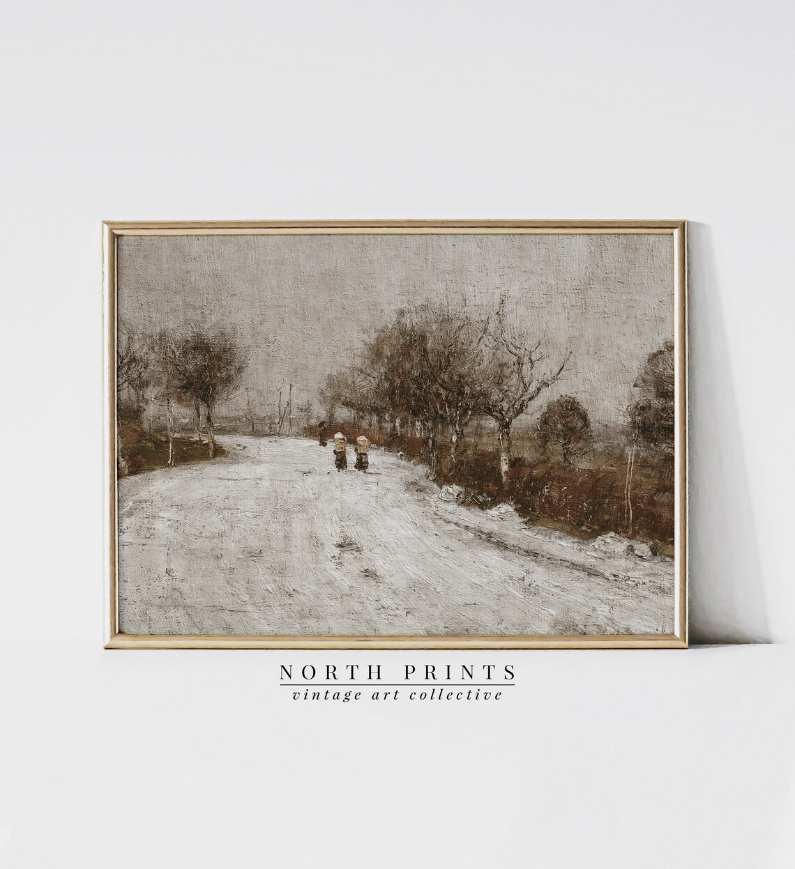 Rustic Winter Painting, Vintage Country Decor Art Print