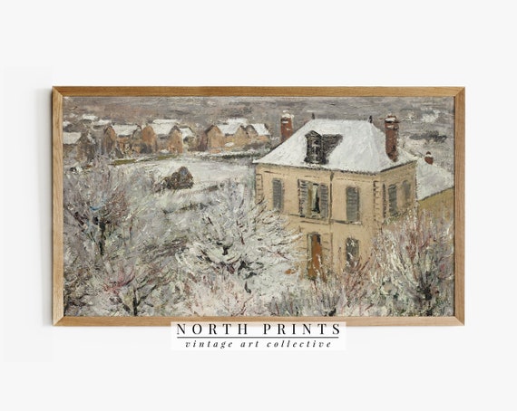 Christmas Vintage Winter Village Scenery Art Print