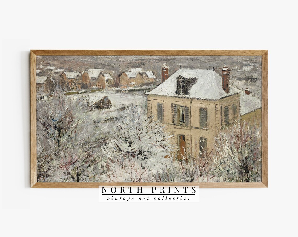 Christmas Vintage Winter Village Scenery Art Print