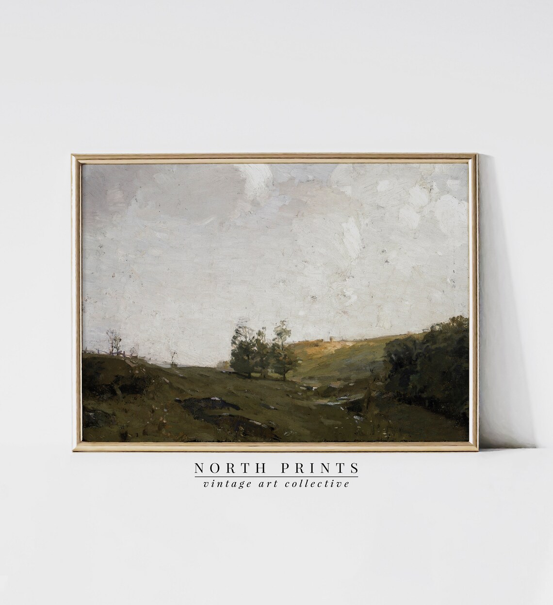 Dark Green Country Landscape Trees Vintage Oil Painting Poster