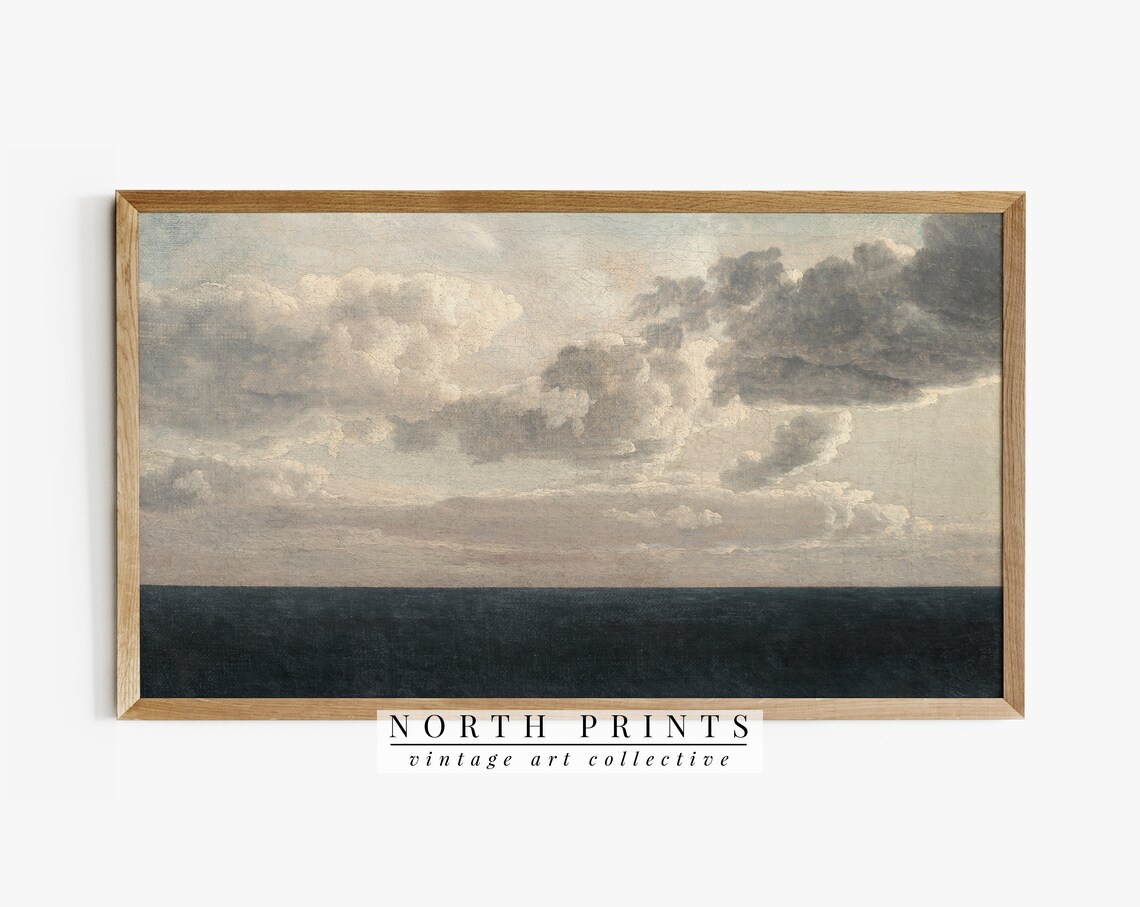 Vintage Ocean Seascape Painting, Coastal Art Print