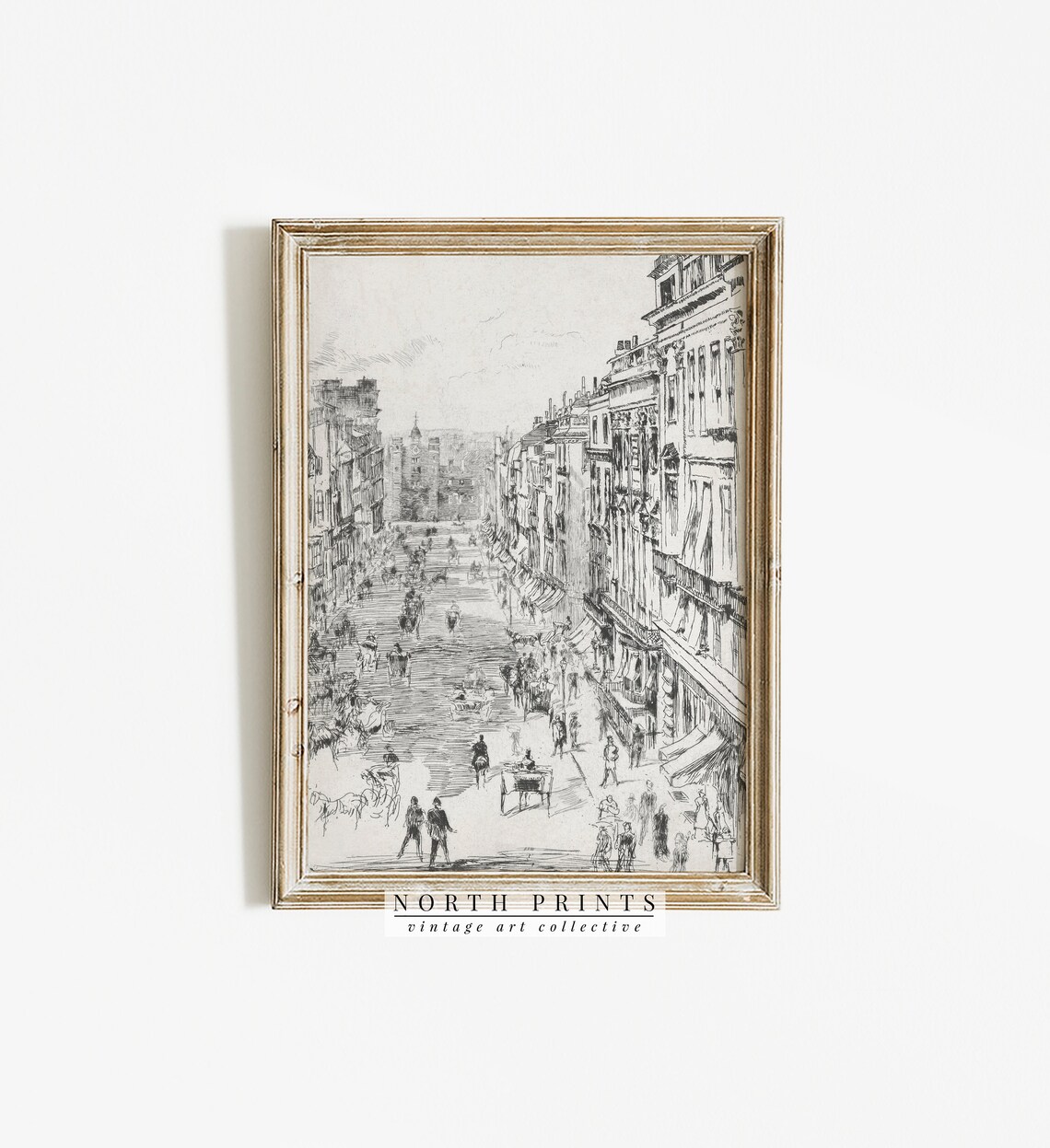 Neutral Cityscape Sketch Art, Antique Architecture Print - Image 4