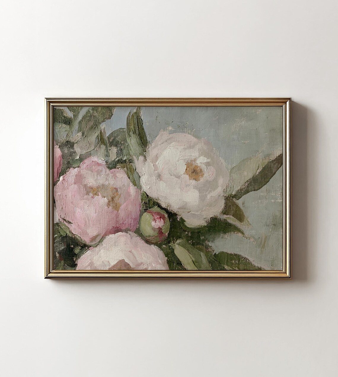 Pastel Flower Bouquet Poster, Cottage Botanical Decor