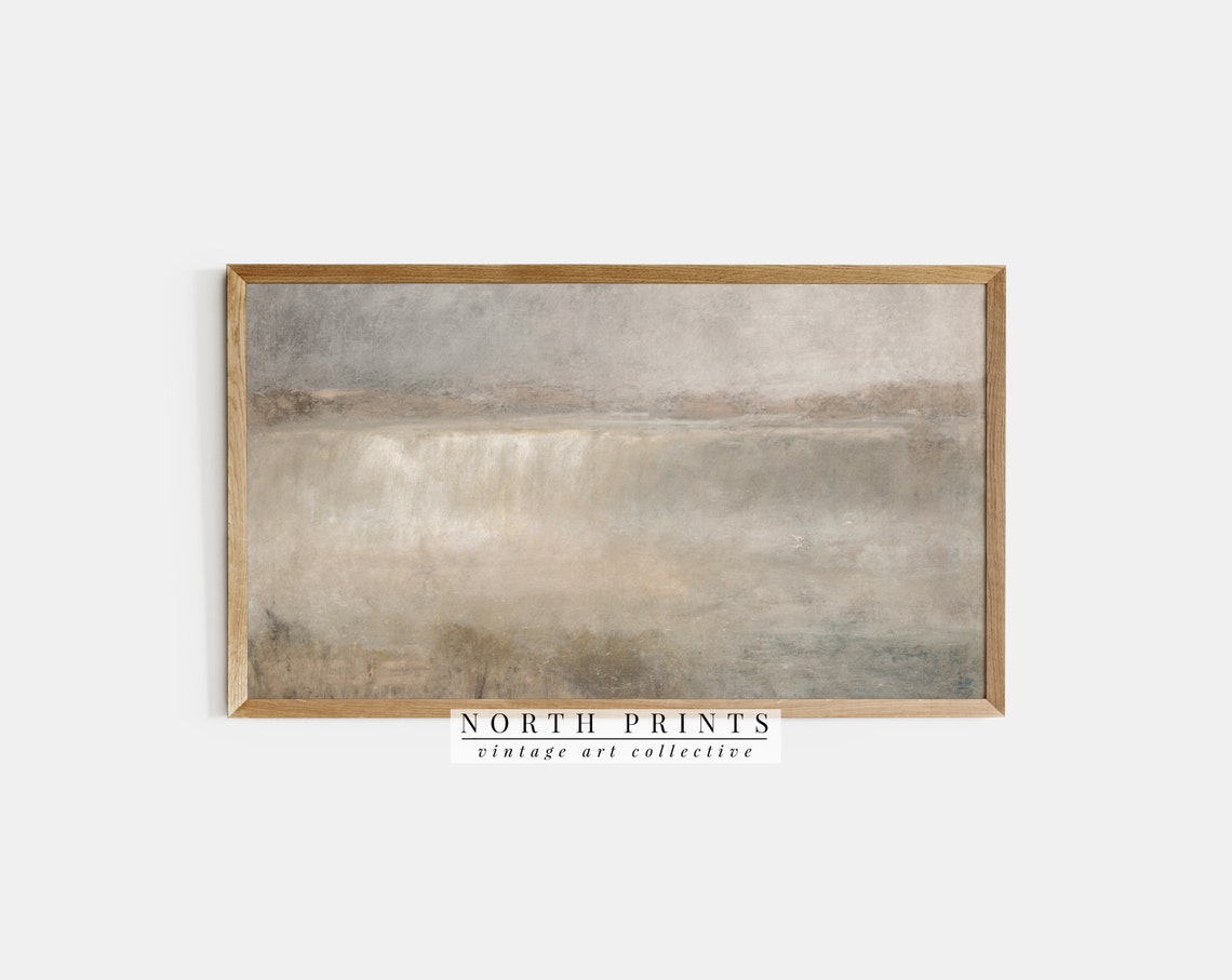 Muted Tonal Waterfall Mist Abstract Falls Vintage Travel Poster