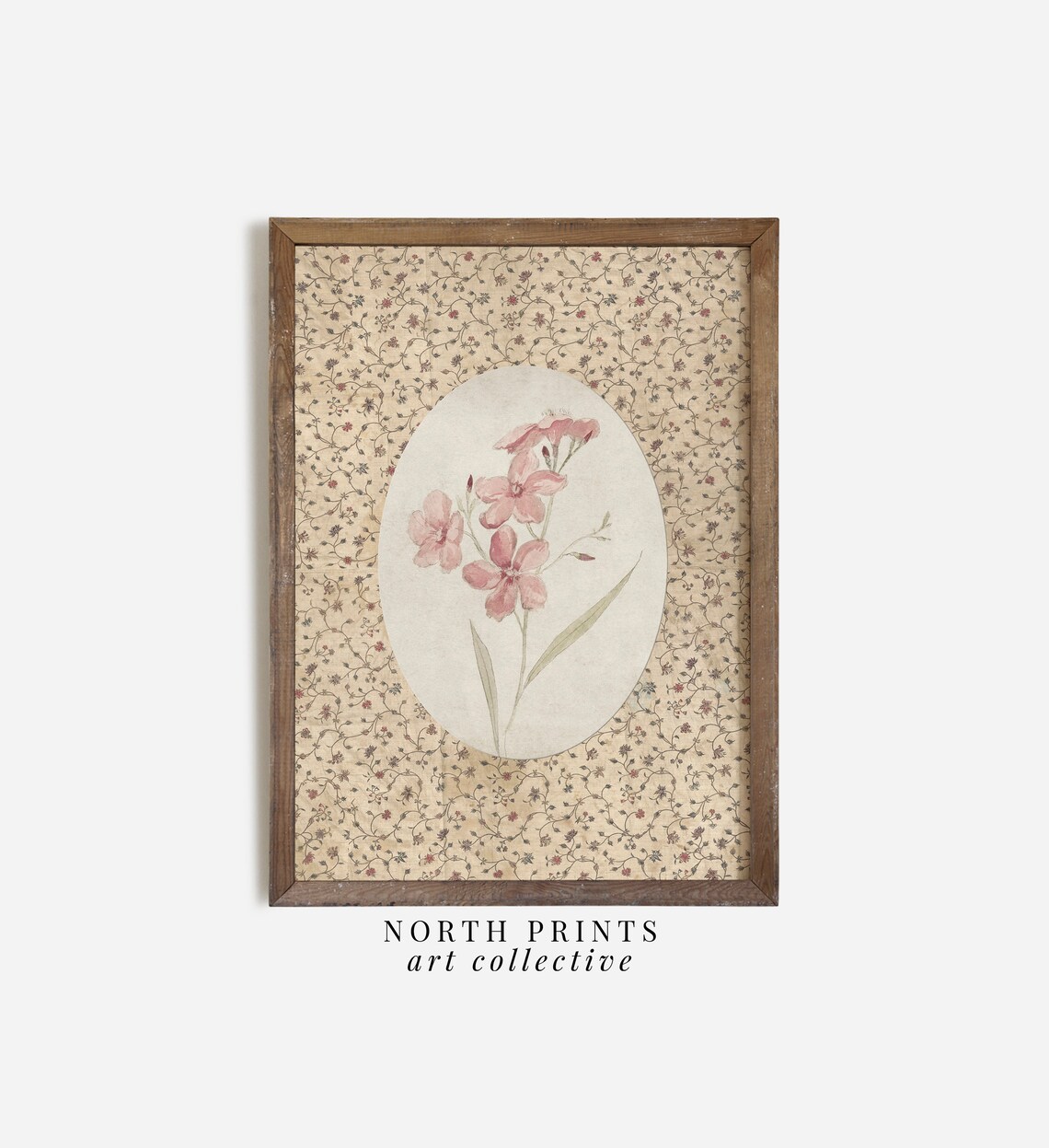 Vintage Pink Floral Art Print, Cottage Nursery Decor - Image 2