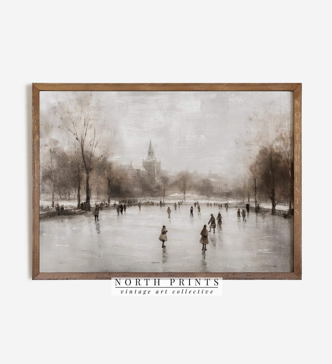 Rustic Winter Skating Rink Art Print, Christmas Farmhouse - Image 2