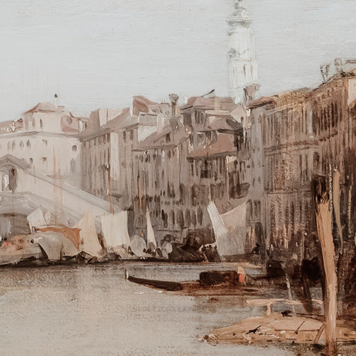 Vintage Venice Canal Painting, Neutral Travel Poster - Image 2