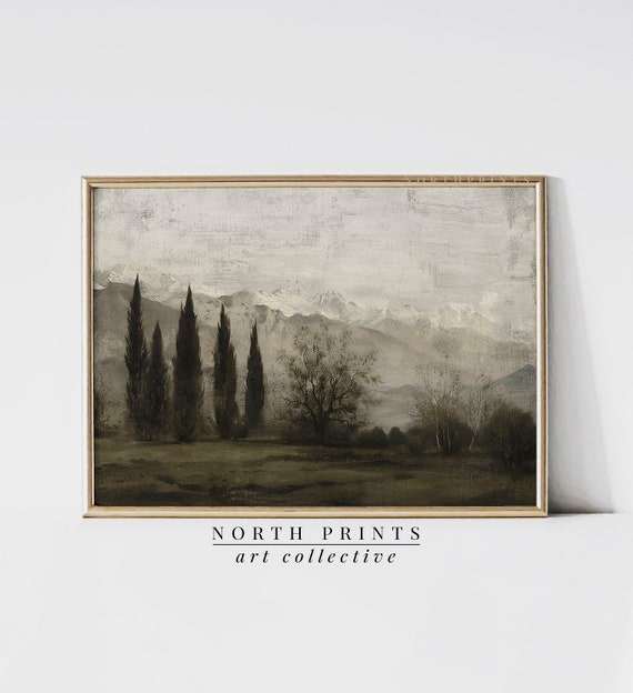 Moody European Landscape Art Print, Dark Green