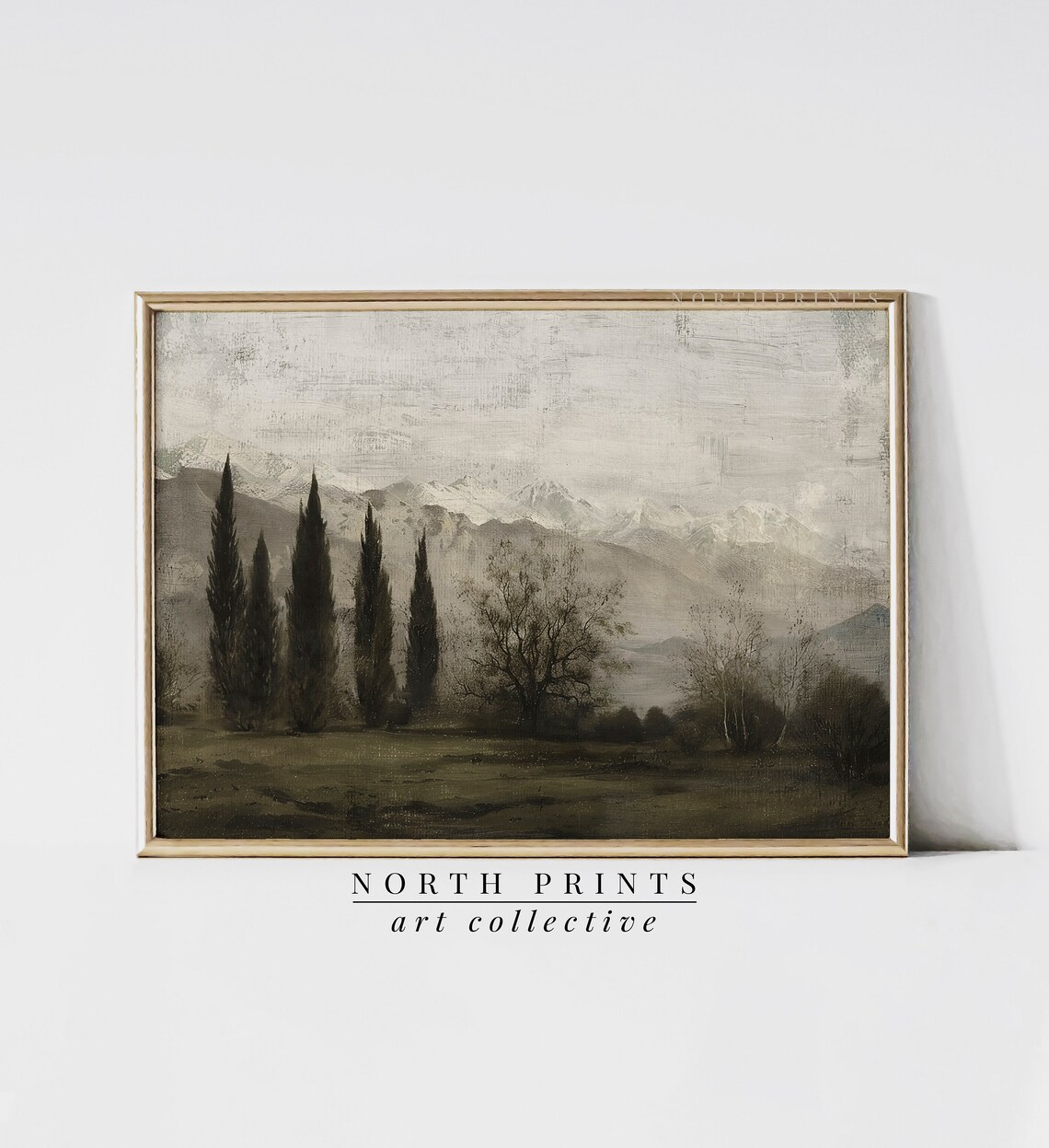 Moody European Landscape Art Print, Dark Green