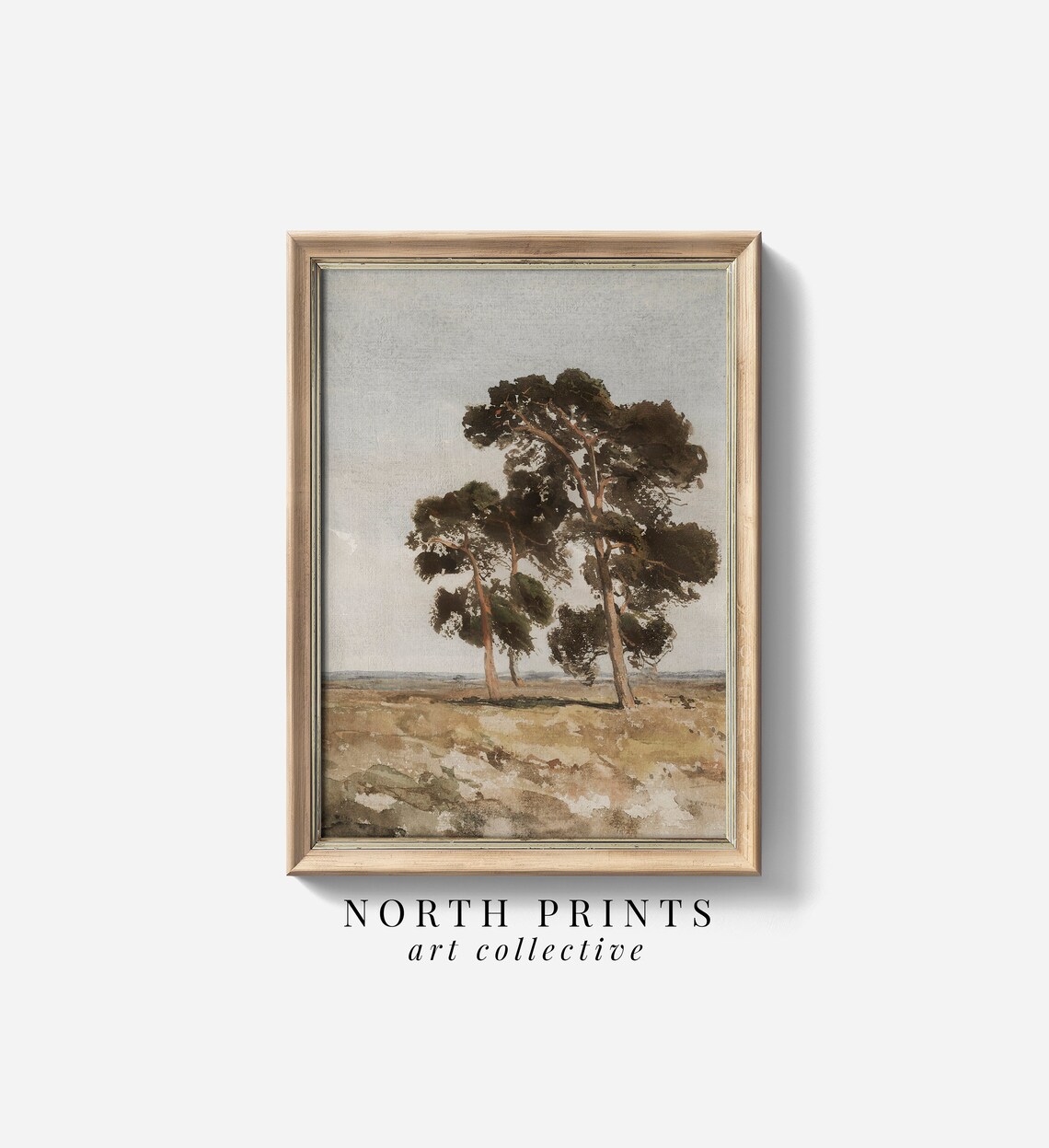 Rustic Country Landscape Painting Tall Pine Trees Meadow Poster