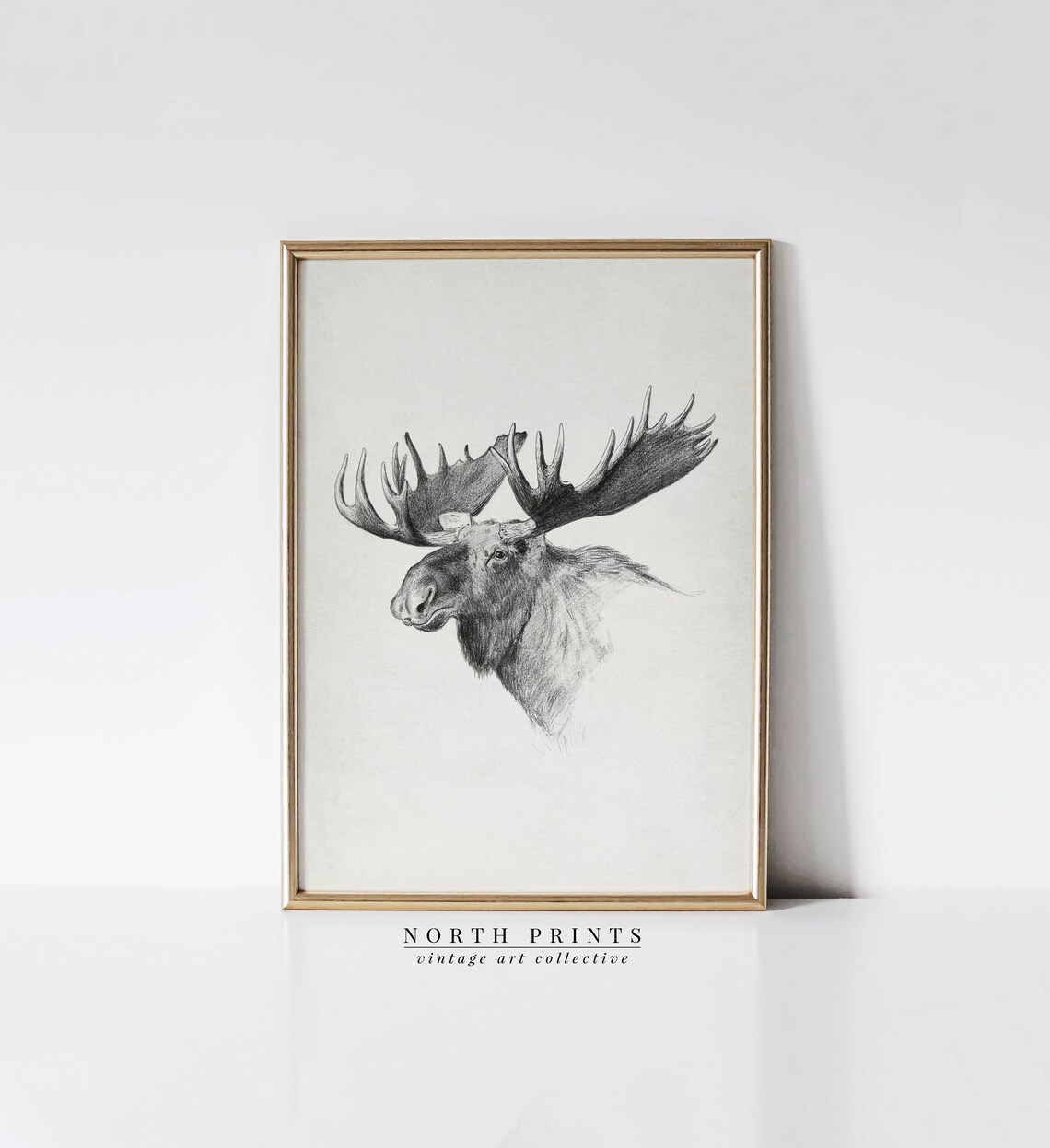 Moose Rustic Sketch Art Print, Cabin Decor