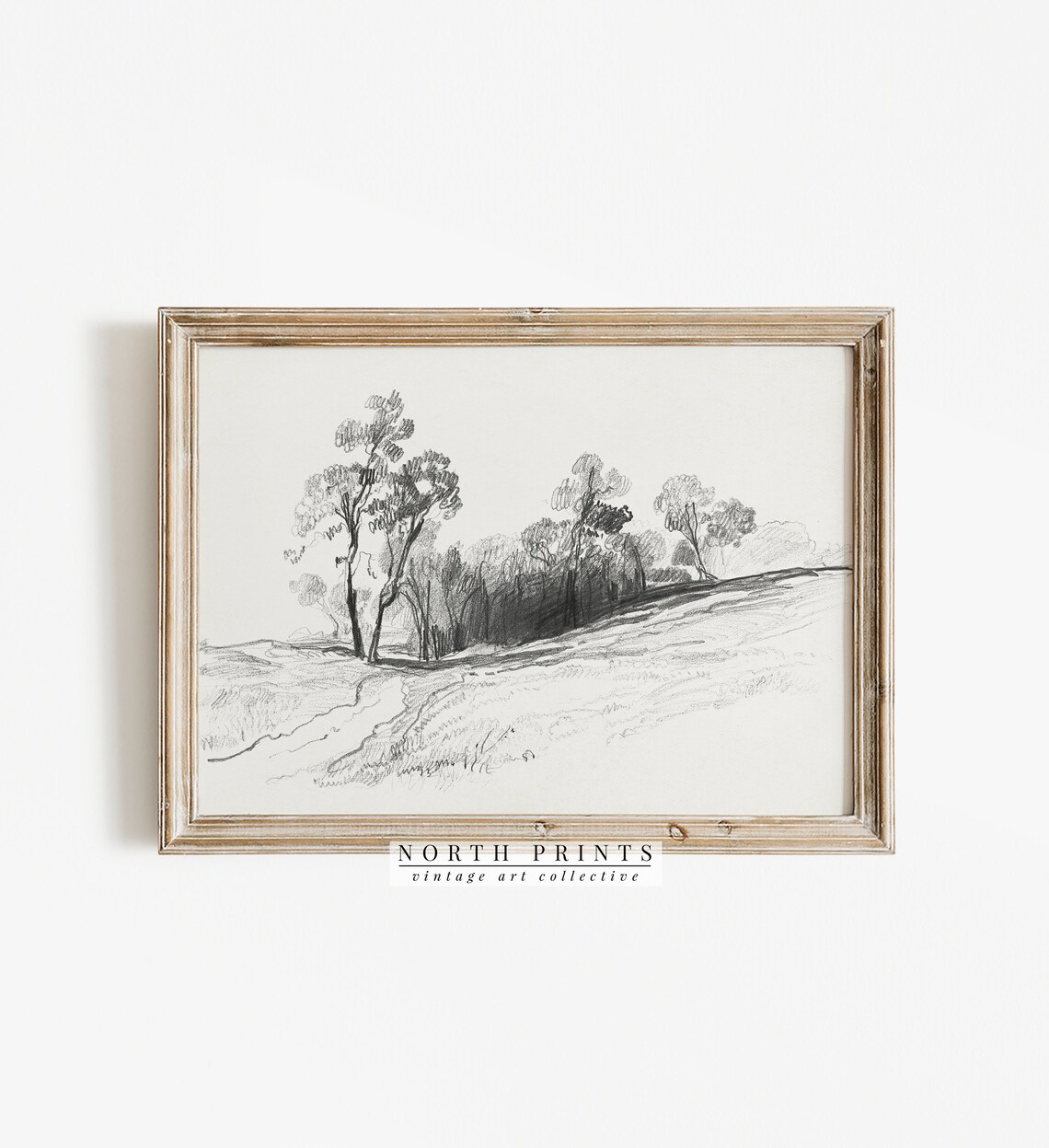Neutral Landscape Drawing, Minimalist Vintage Sketch - Image 3