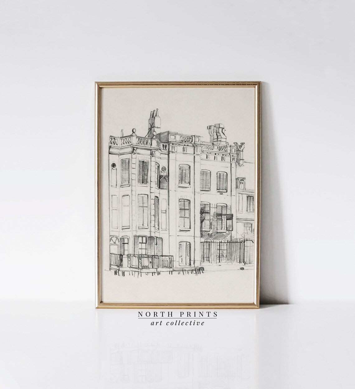 Vintage Minimalist Architecture Sketch Cityscape Art Print - Image 2
