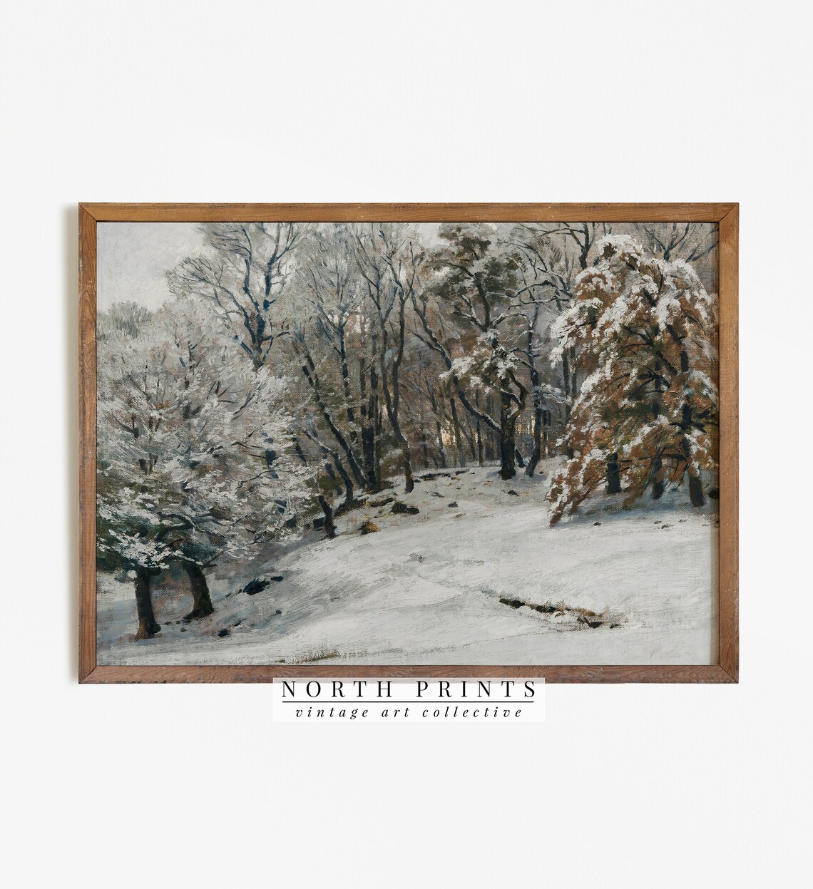Winter Landscape Vintage Forest Christmas Art Print