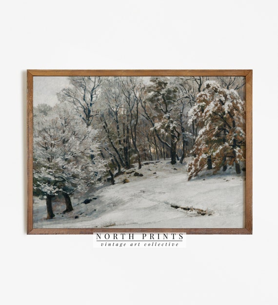 Winter Landscape Vintage Forest Christmas Art Print