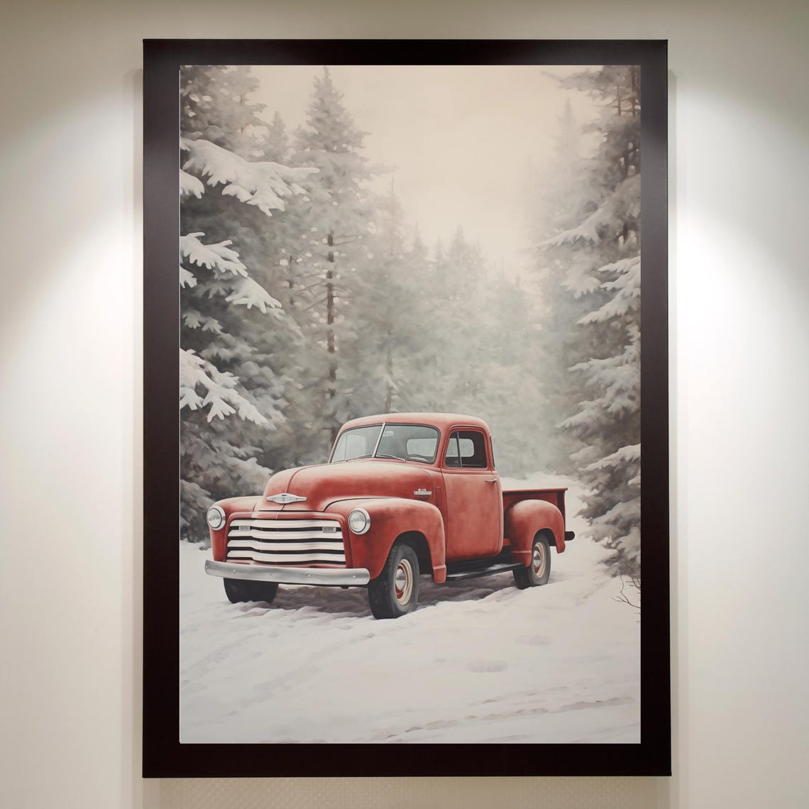 Vintage Christmas Red Pick Up Truck Poster Christmas Wall Art Christmas Vintage Art Christmas Poster Christmas Poster Print Vintage