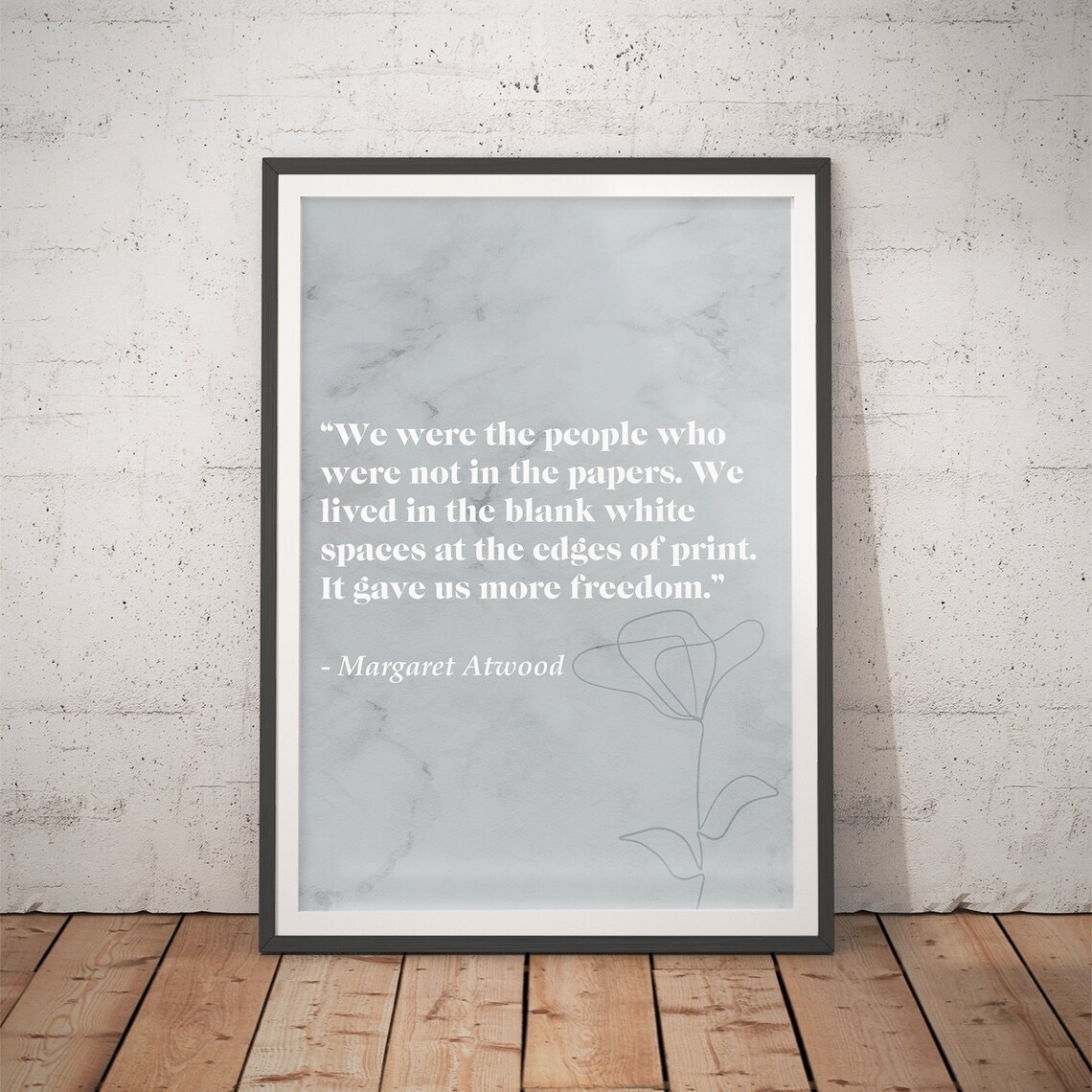 Margaret Atwood Freedom Quote Light Blue Marble Literary Poster