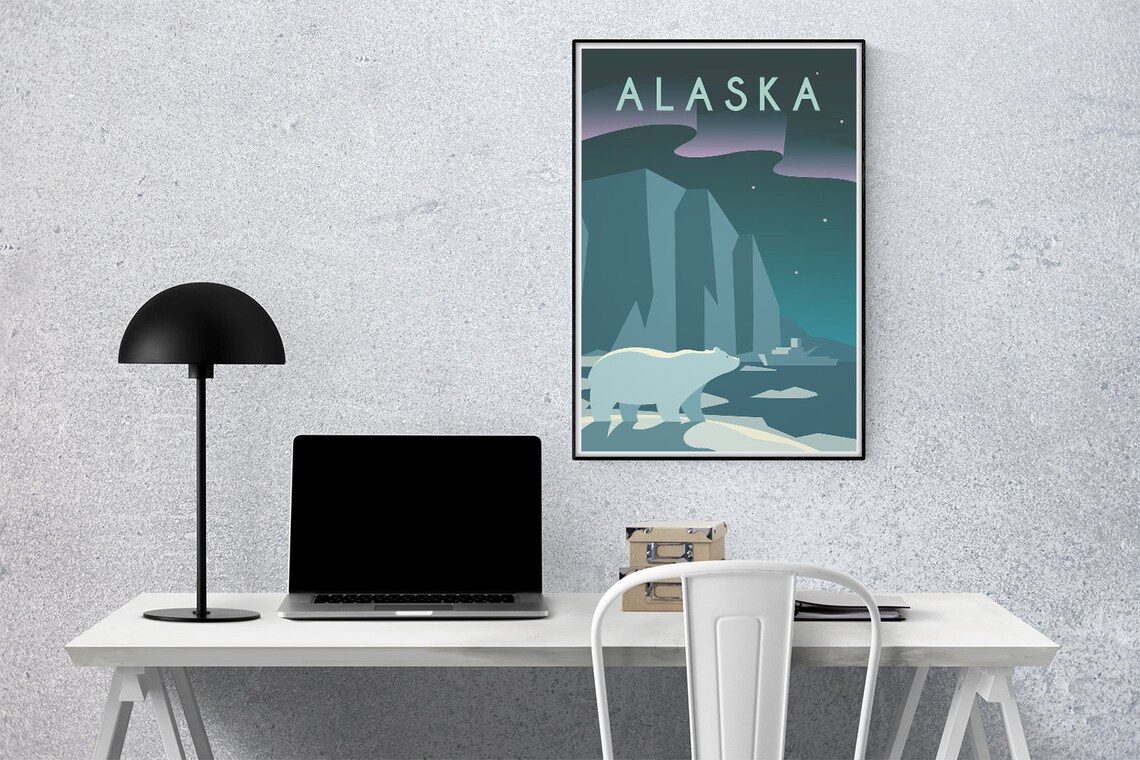 Alaska Vintage Travel Poster, Minimalist Art Print - Image 3