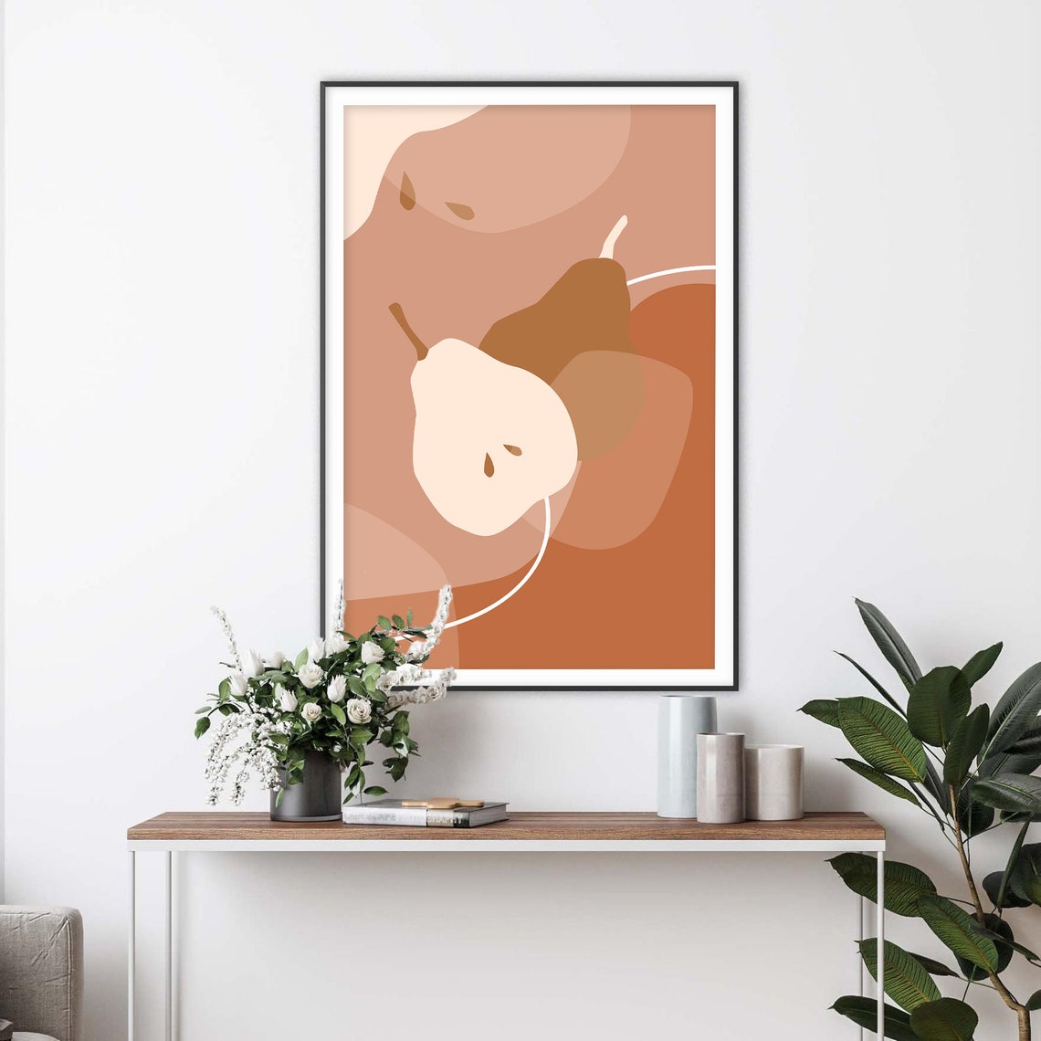 Abstract Pear Shapes in Terracotta Tones Botanical Art Poster - Image 2