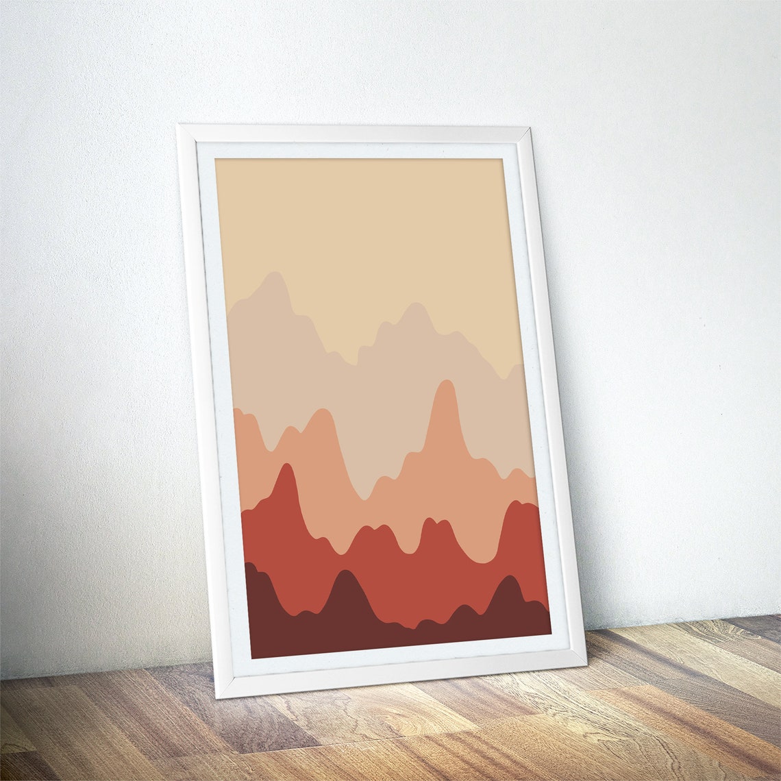 Cream Terracotta Wavy Gradient Peaks Modern Abstract Mountain Poster - Image 4